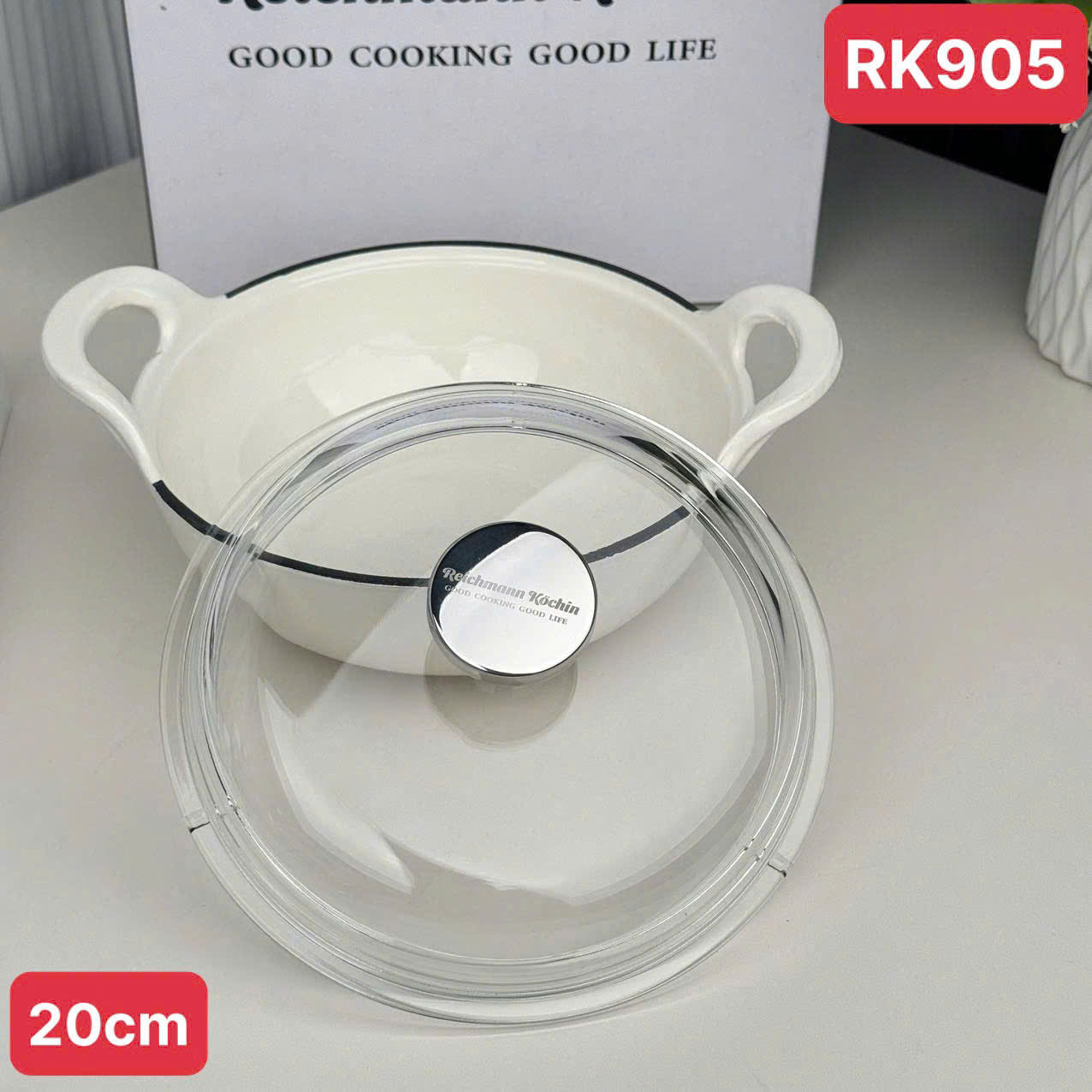 Nồi gang tráng men Reichmann Kochien size 20cm RK905 màu trắng