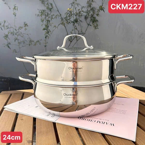 Nồi xửng 2 tầng Chockmen inox 18/10 size 24cm CKM227