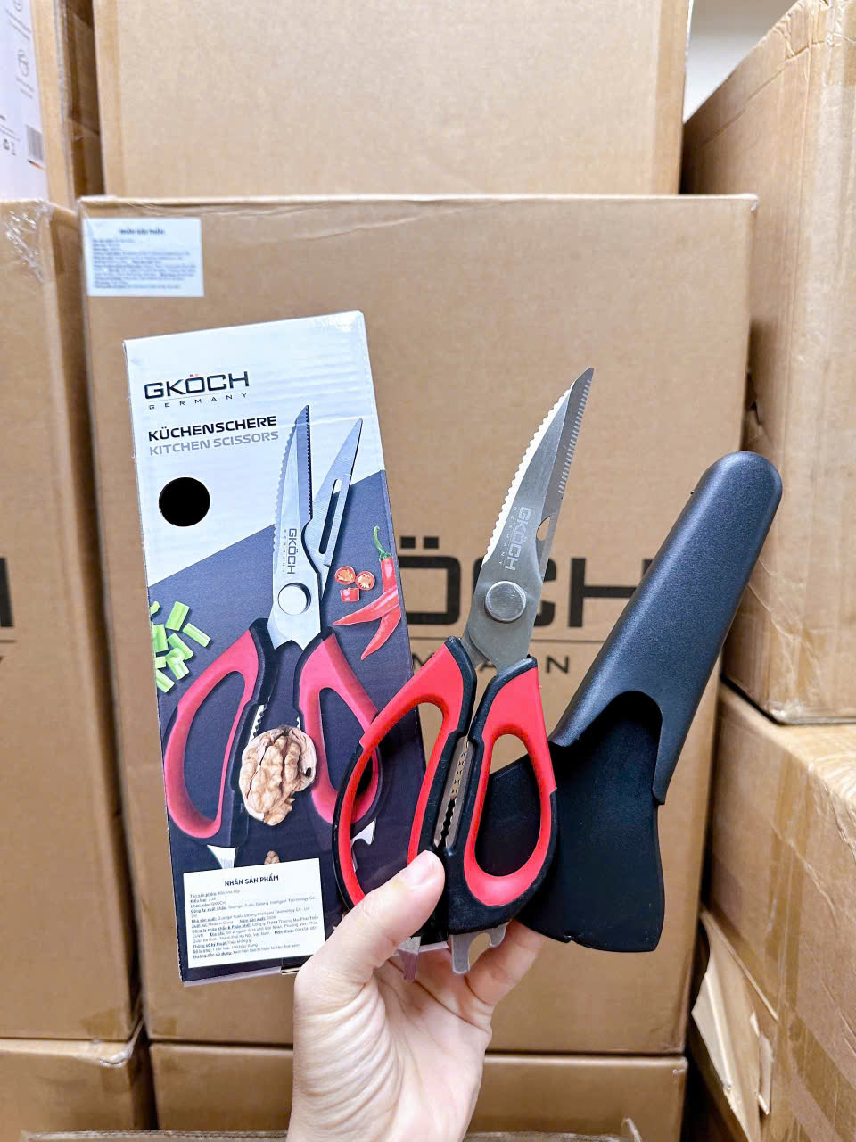 Kéo cắt đa năng 5 trong 1 GKOCH J-26 màu Đen đỏ