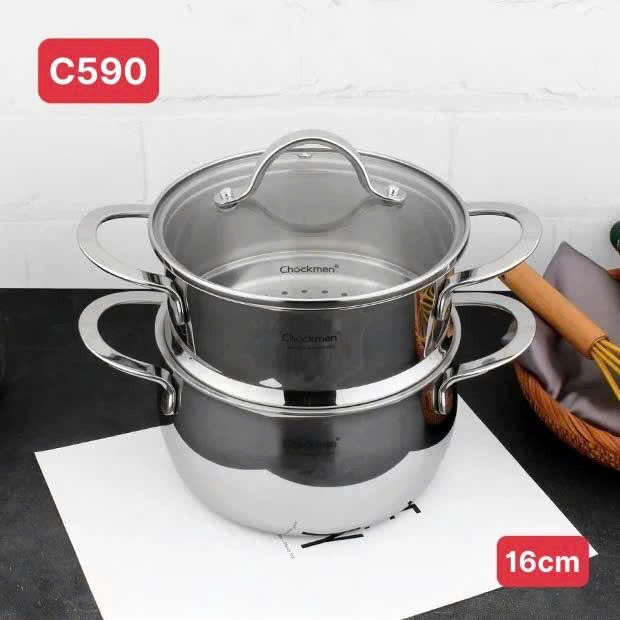 Bộ nồi kèm xửng hấp inox 18/10 Chockmen 16cm CKM-ZY3L16Z