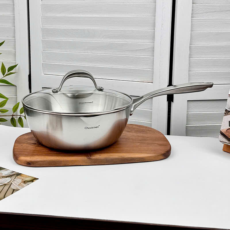 Chảo sâu lòng inox 316 nắp kính Chockmen 20cm CKM-ZX3L20D