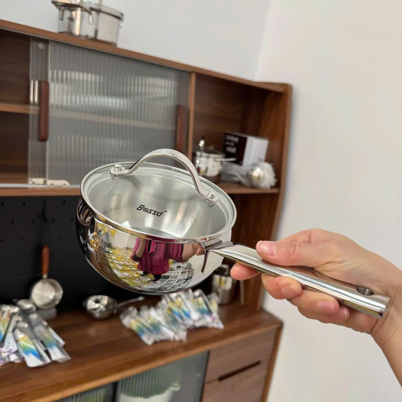 Quánh inox 18/10 liền khối Bossd 14cm BSD3L14D