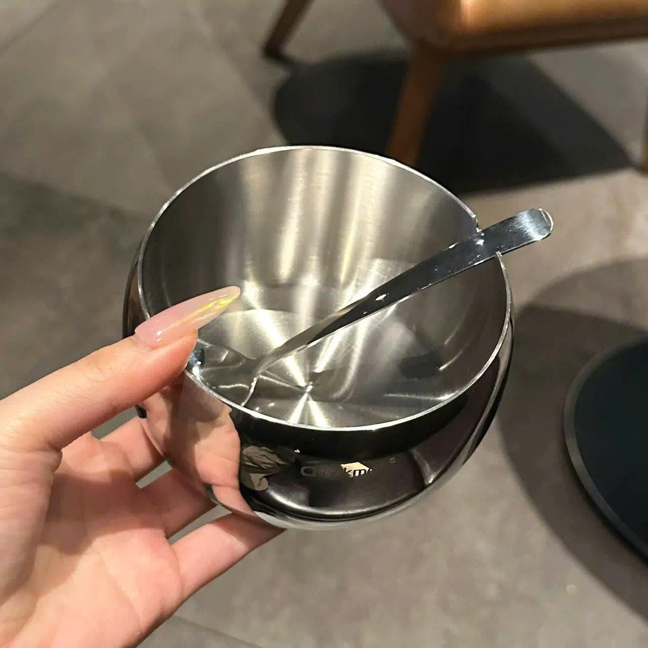 Hũ inox 18/10 hoa đào Chockmen có thìa CKM-JYSC10, 470ml