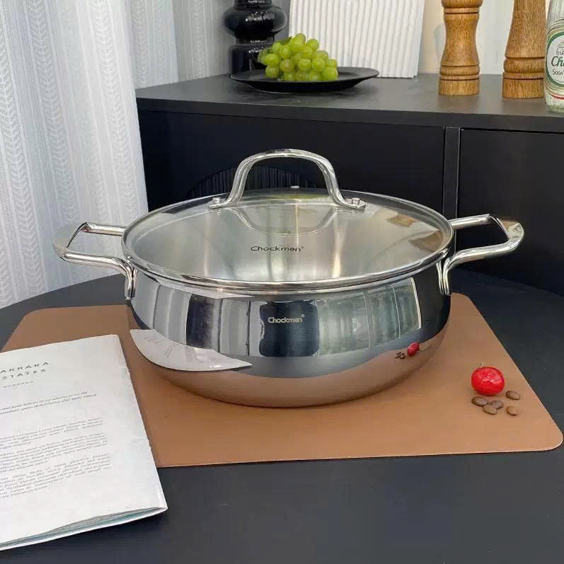 Nồi inox 18/10 lẩu lùn Chockmen 24cm CKM-ZY3L24T
