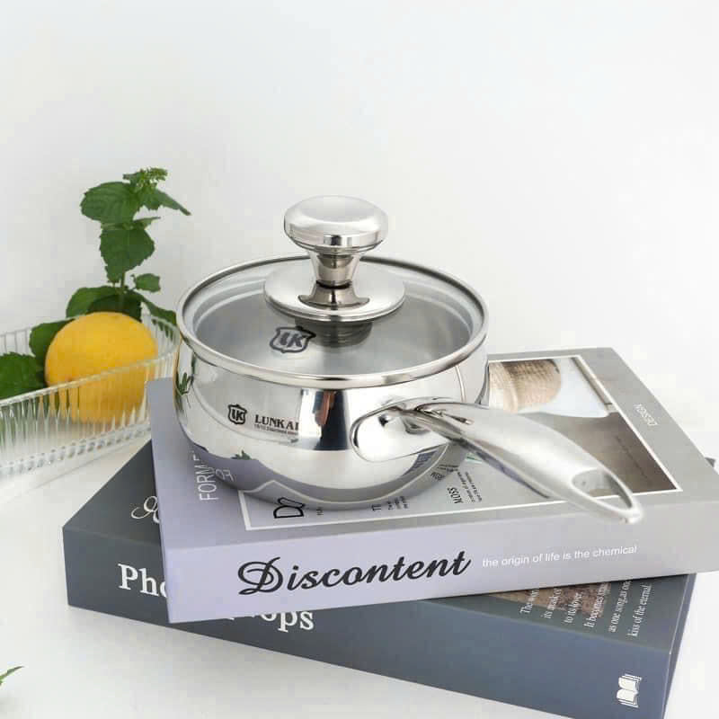 Quánh inox 304 Lunkai có nắp kính 12cm LK-1206GSG