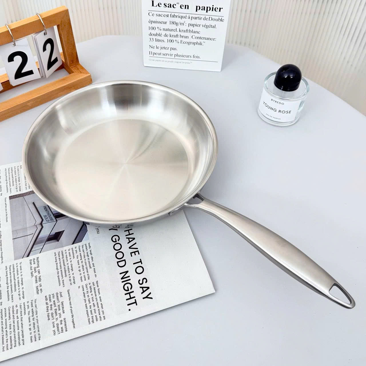 Chảo cạn 3 lớp liền khối inox 304 LUNKAI 20cm LK-KLB2045JG