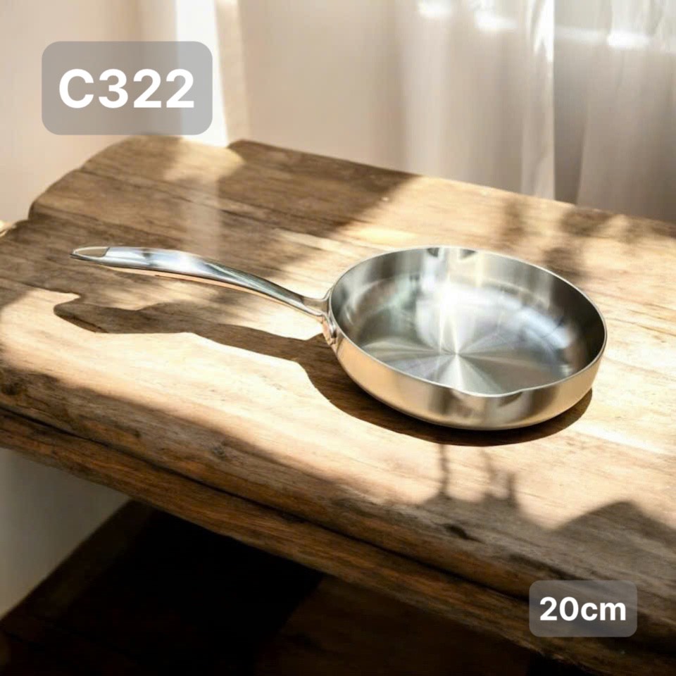 Chảo cạn inox 316 liền khối Chockmen 20cm, CKM-AL322P20