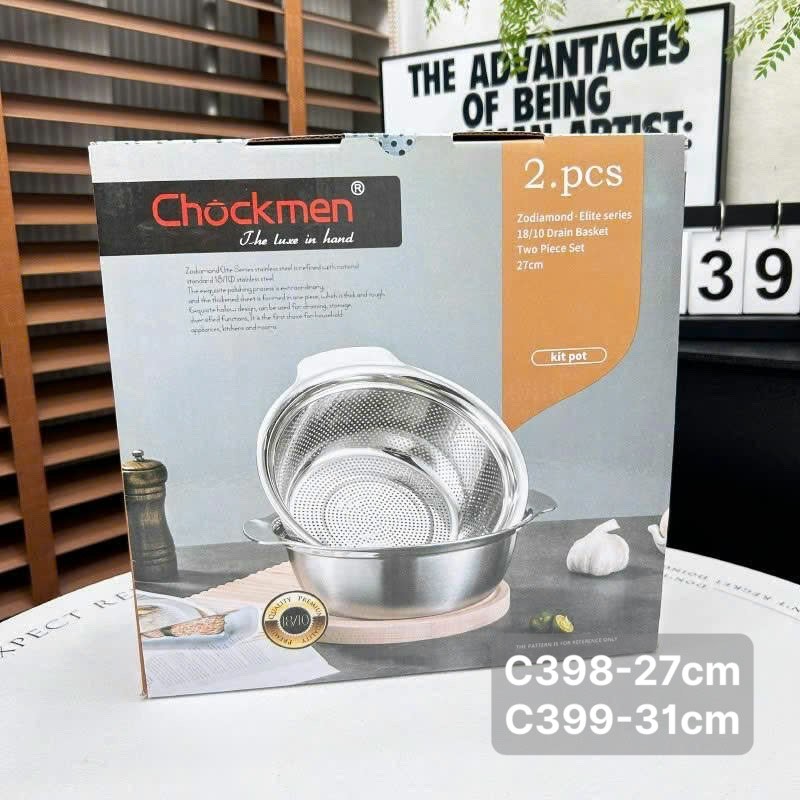 Bộ rổ chậu inox 18/10 Chockmen 31cm - C399 - Model: CKM-JY31CLD