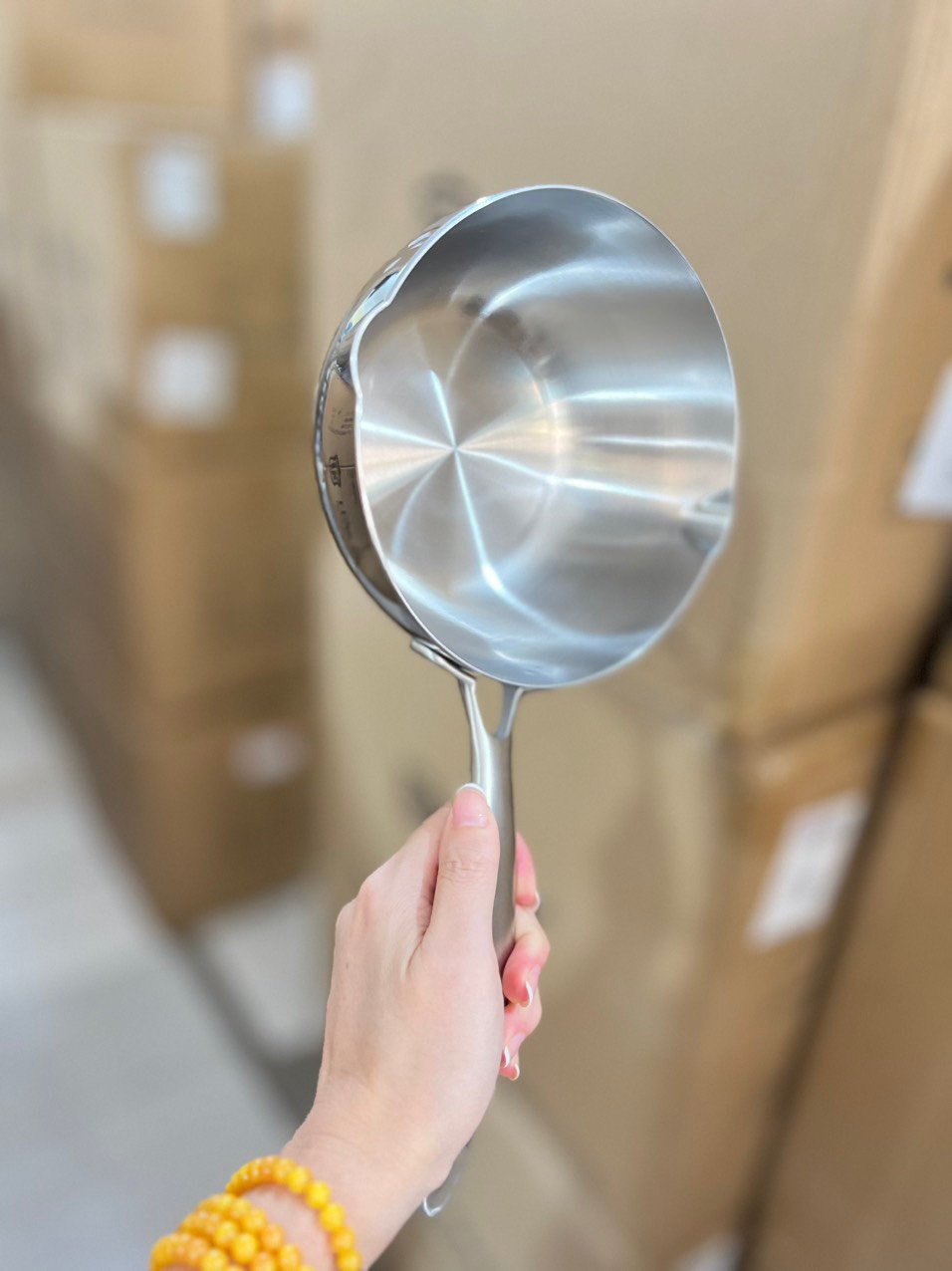 Chảo inox sâu lòng liên khối Lunkai nắp kính LK05 Size 20cm