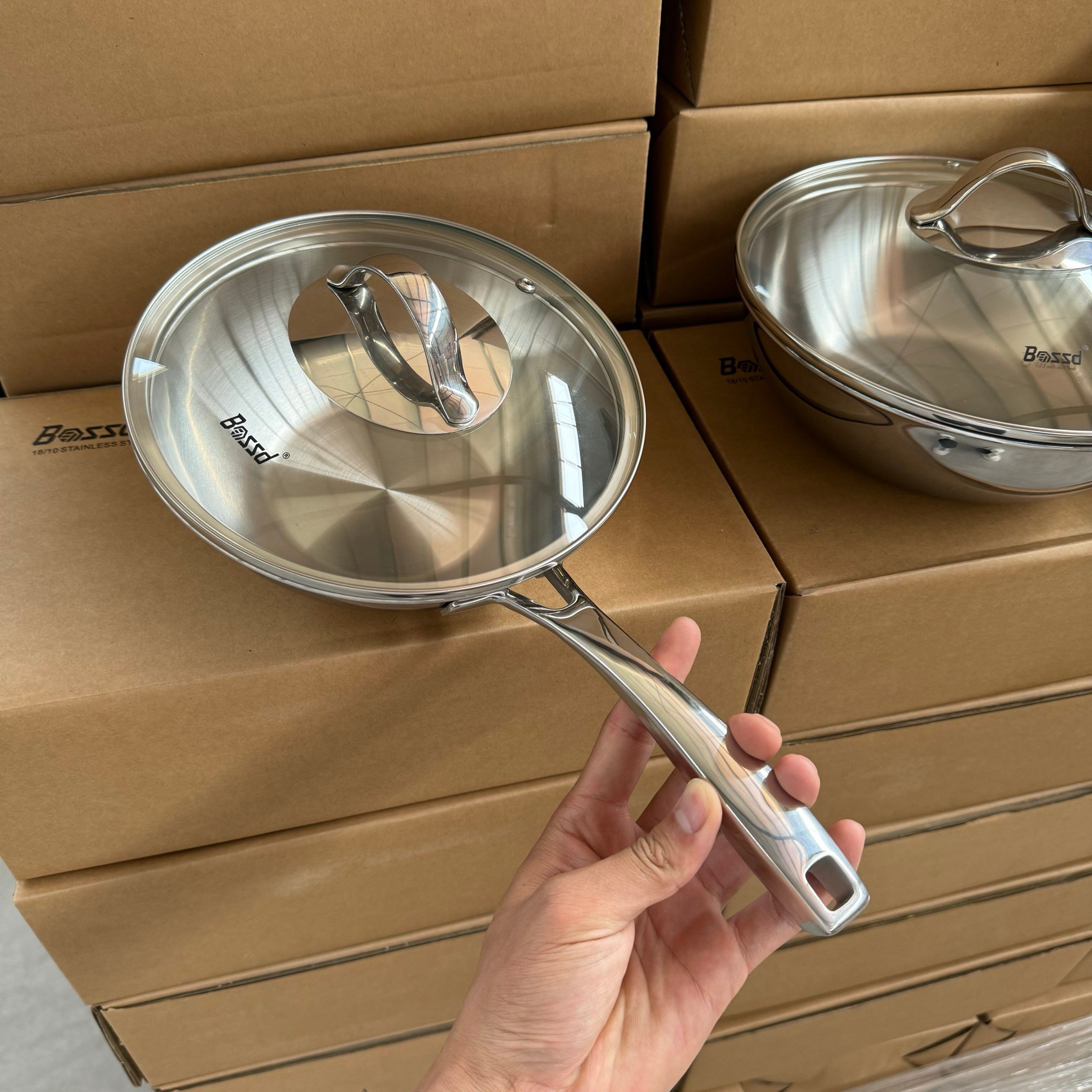 Chảo xào inox liền khối sâu lòng Bossd sz20cm BSD649