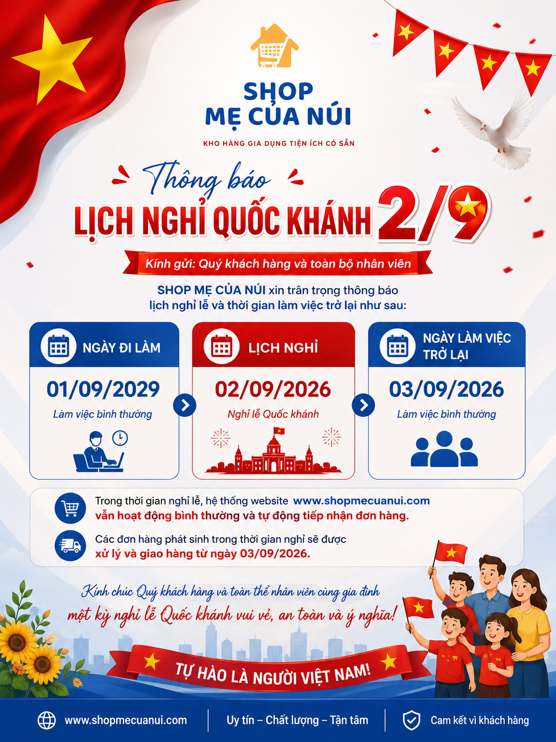 ⭐ THÔNG BÁO LỊCH NGHỈ QUỐC KHÁNH 2/9/2026 ⭐
